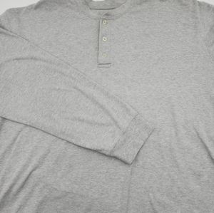 Eddie Bauer SweatShirt Mens 2XL XXL Gray 3 Button Henley Long Sleeve 100% Cotton
